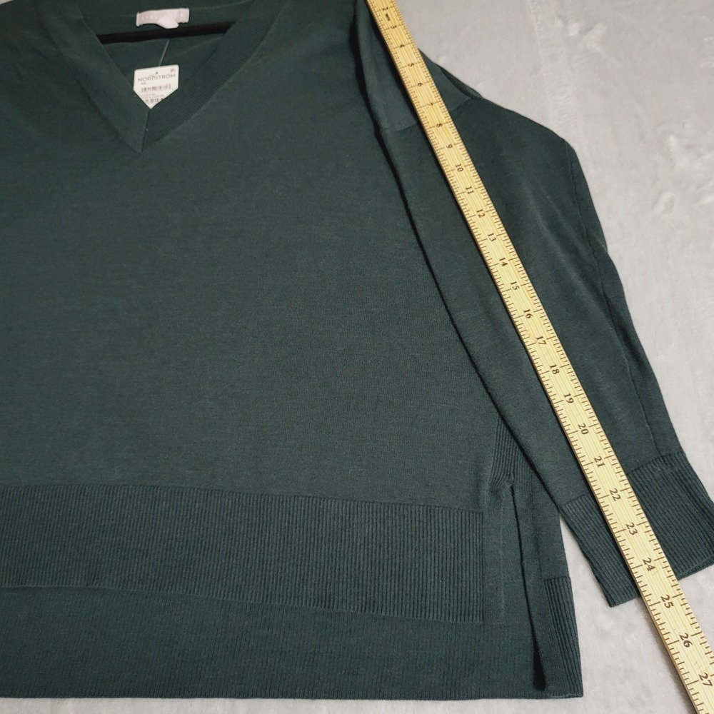 Chelsea28 Dark Green Oversized V-Neck Sweater Plus XXL NWT High-Low Neutral‎ - Picture 7 of 9